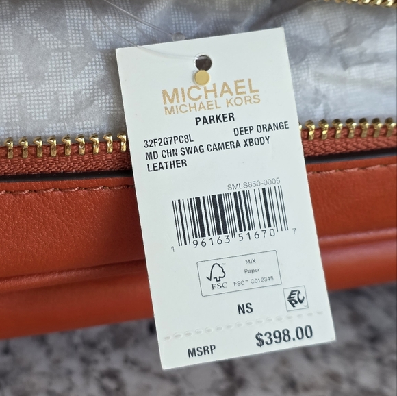 Michael Kors Parker Medium Orange Crossbody - Picture 8 of 10